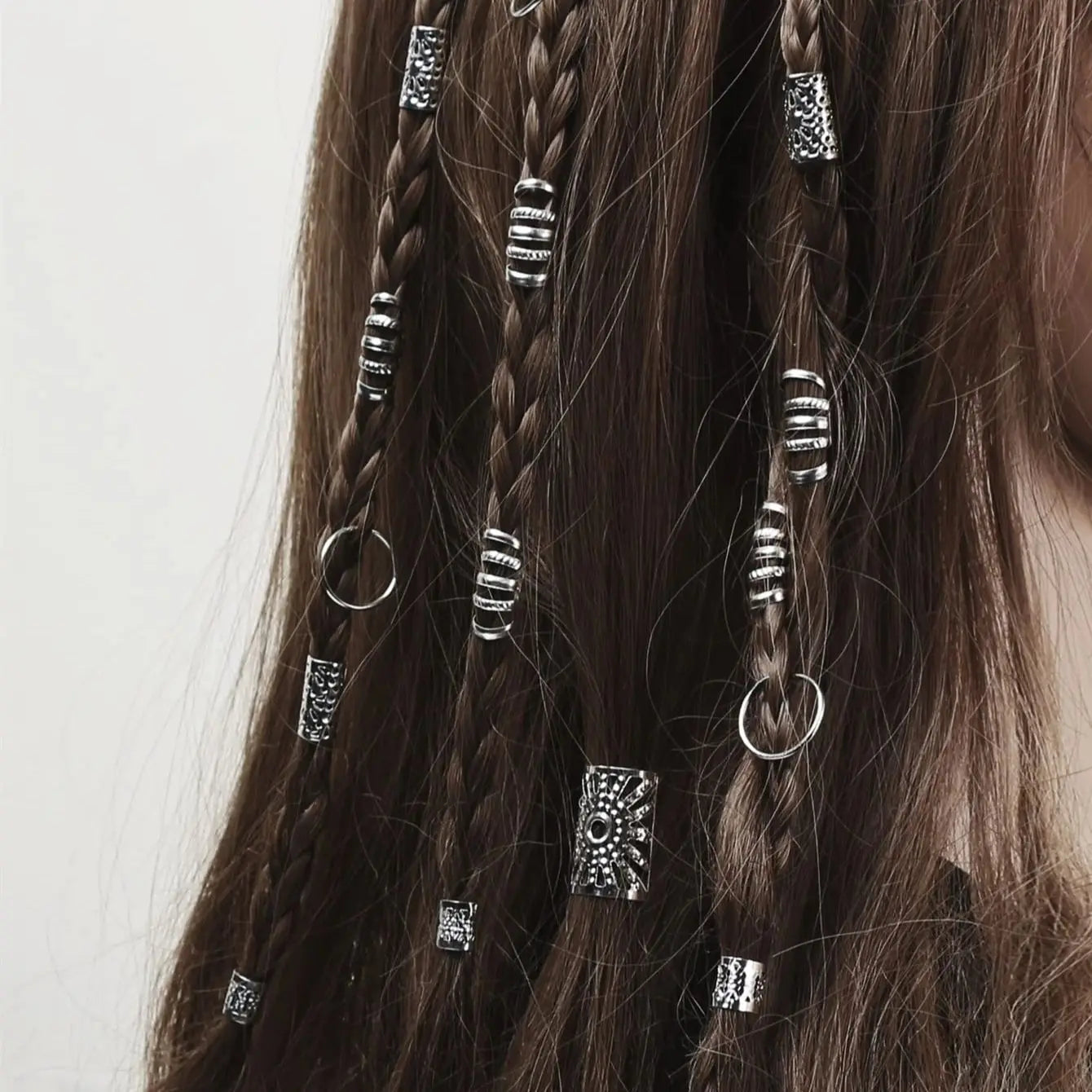 DARYAN Hollow Out Hair Ring Set - 85pc Dreadlock & Braid Accessories