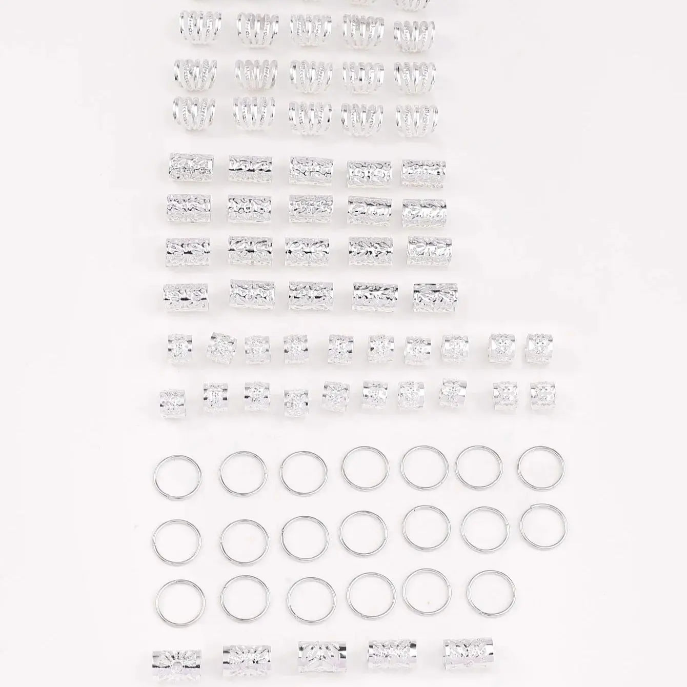 DARYAN Hollow Out Hair Ring Set - 85pc Dreadlock & Braid Accessories