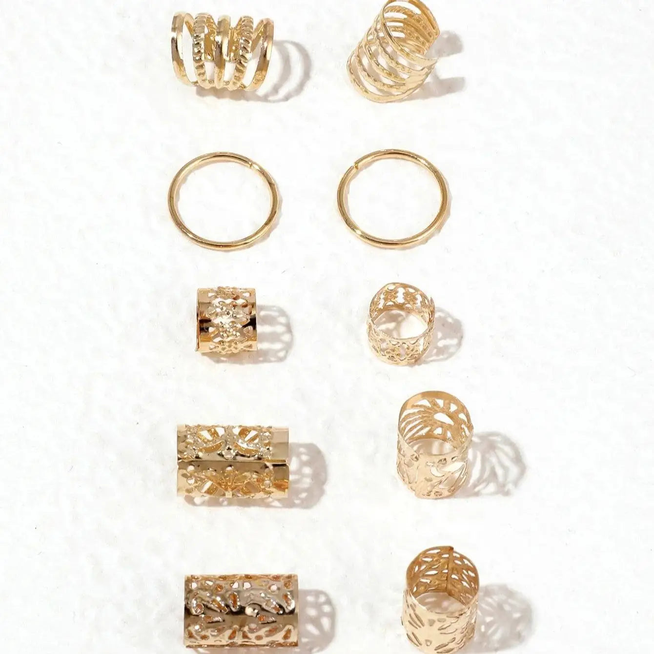 DARYAN Hollow Out Hair Ring Set - 85pc Dreadlock & Braid Accessories