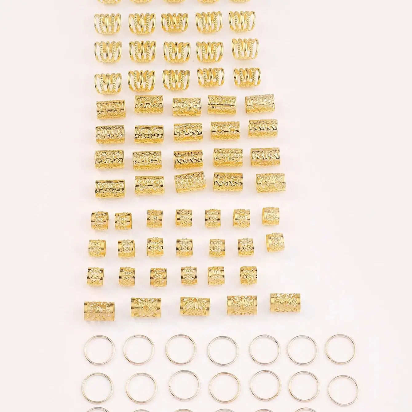 DARYAN Hollow Out Hair Ring Set - 85pc Dreadlock & Braid Accessories