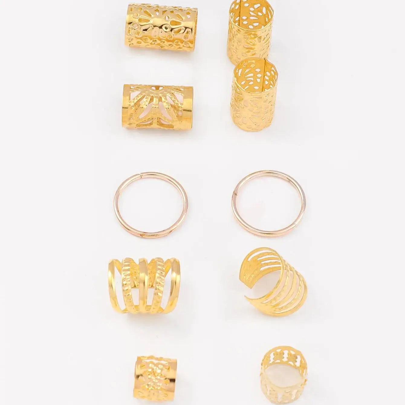 DARYAN Hollow Out Hair Ring Set - 85pc Dreadlock & Braid Accessories